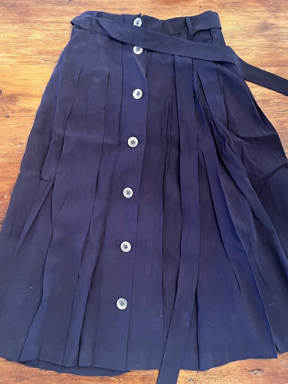 Long navy pleated Boden skirt